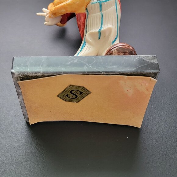 Vintage Charles Serouja & Son French Horn Clown Resin 9.5" Statue Made in Italy - Picture 6 of 8